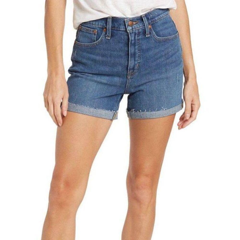 Madewell High-Rise Denim Shorts Raw Hem Cuff Size 27 C13